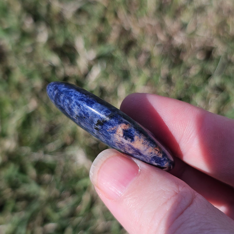 Sodalite Natural Worry Stone Handcrafted Thumb Pocket Stone Anxiety Relief Comfort Gifts BONUS Info Card