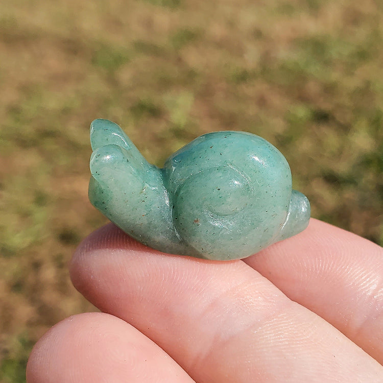 Green Aventurine Happy Snail Mail Carving Crystals Minerals Collectible Gifts
