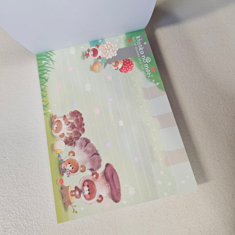 Kinoko no Mori Large Memo Pad Rain Kawaii Stationery Notepad Used