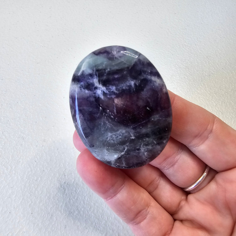 Rainbow Fluorite Worry Pocket Stone Crystals BONUS INFO CARD Gifts