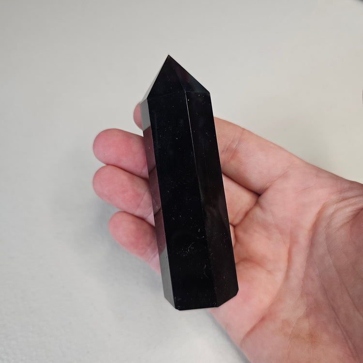 Black Obsidian Tower Point BONUS INFO CARD Crystals Minerals Stones