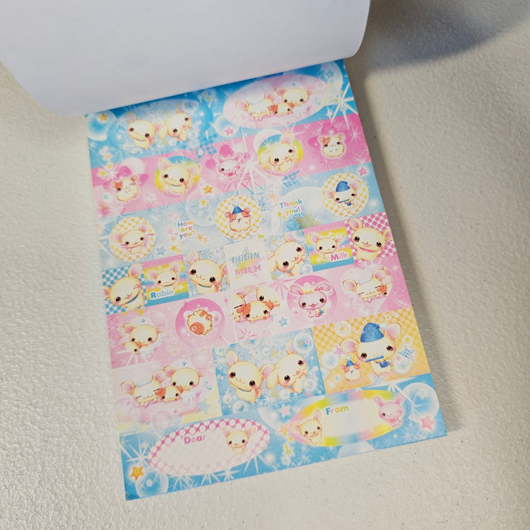 Robin Milk Large Memo Pad Sticker Page Kawaii Stationery Notepad Used