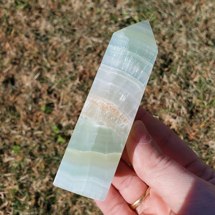 Pistachio Calcite Tower Obelisk Crystal Gift Gorgeous Quality Collectible
