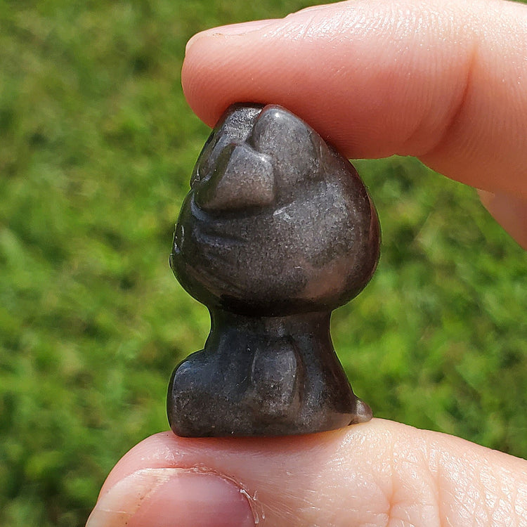 Obsidian Kawaii Kitty Carving BONUS Info Card Crystals Collectible Figures