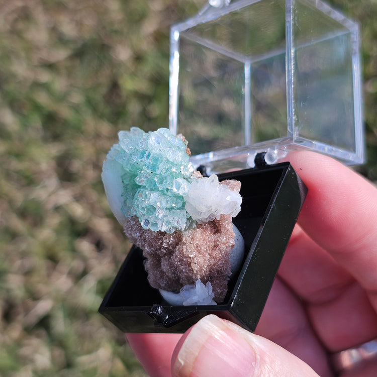 Fluorapophyllite Stilbite Crystals Minerals Thumbnails Natural Specimen Collectible