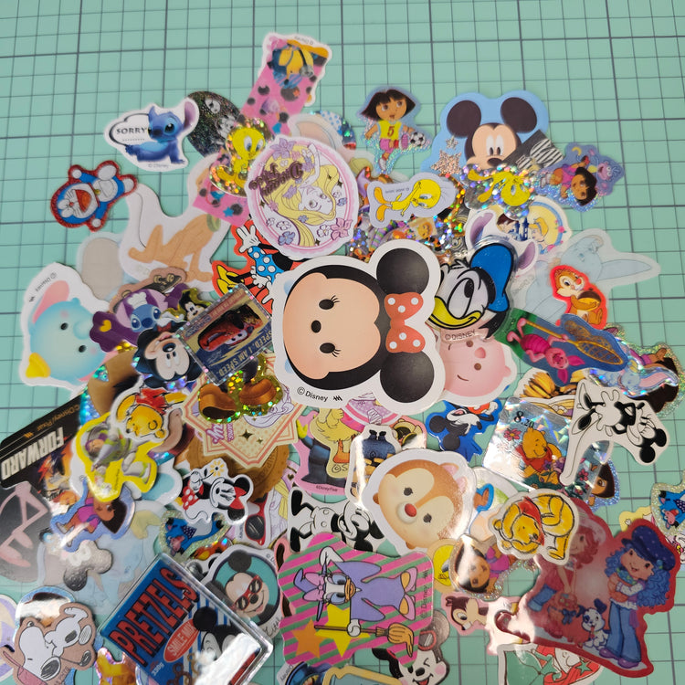 Cartoon Character Kawaii Sticker Flakes 100 Lot Sack Gifts Collectible Japan