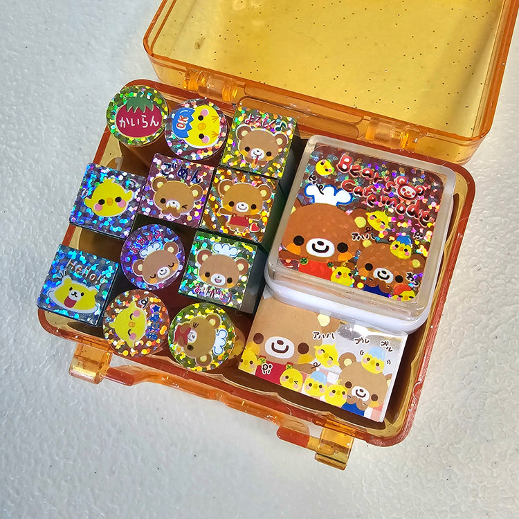 Bear's Cafe Mode Kawaii Stamp set stampers Japan Retro Collectible Gifts Planner Used