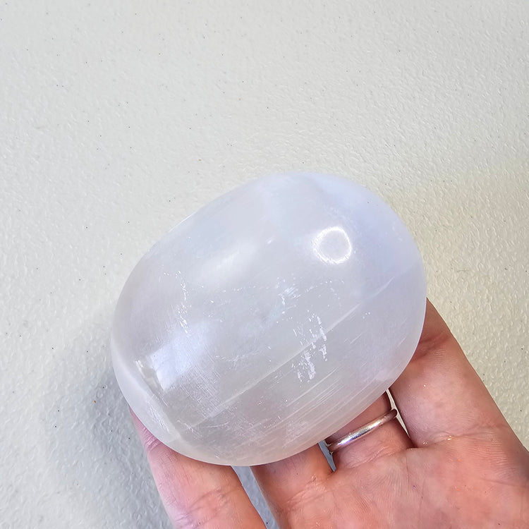 Selenite Chakra Palm Stone Crystals Minerals Natural Nature Reiki Collectible