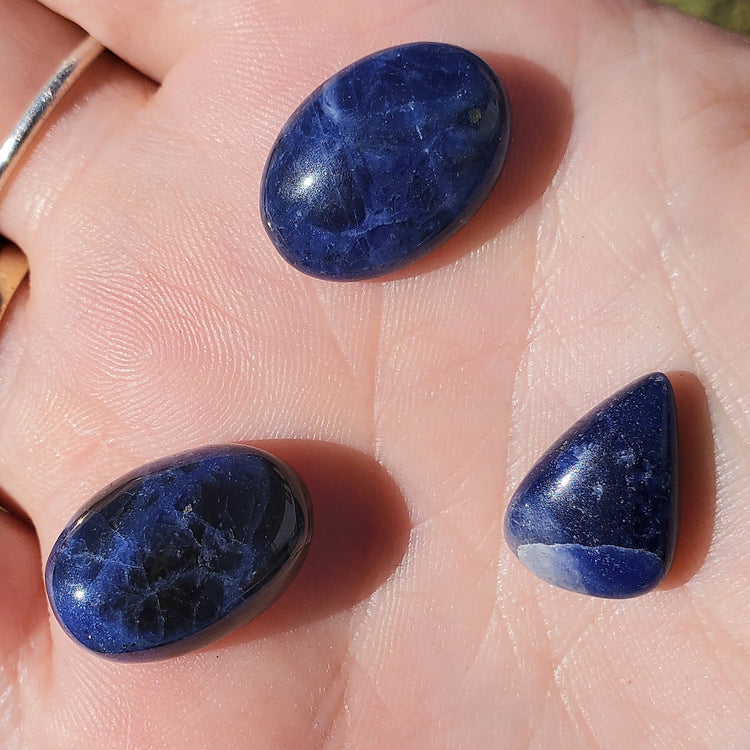 Sodalite Cabochons Bundle (5) Tear Drop Crystals Wire Wrapping BONUS INFO CARD