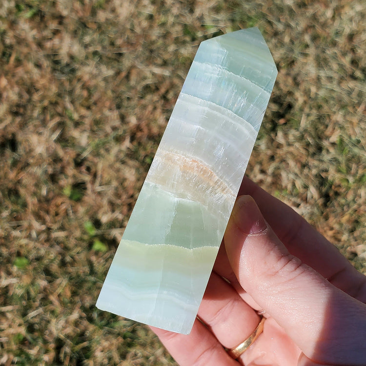 Pistachio Calcite Tower Obelisk Crystal Gift Gorgeous Quality Collectible