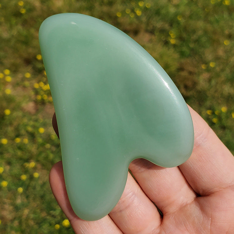 Green Aventurine Guasha Crystals Minerals Metaphysical Stones Tool Face Skincare Facial Body Relieve Muscle Tensions Reduce Puffiness Gifts