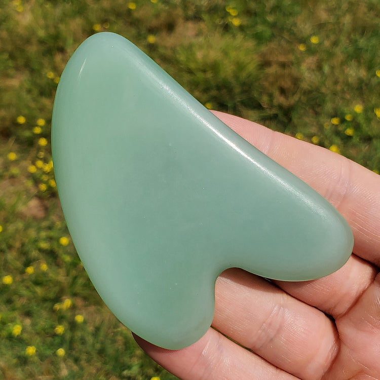 Green Aventurine Guasha Crystals Minerals Metaphysical Stones Tool Face Skincare Facial Body Relieve Muscle Tensions Reduce Puffiness Gifts