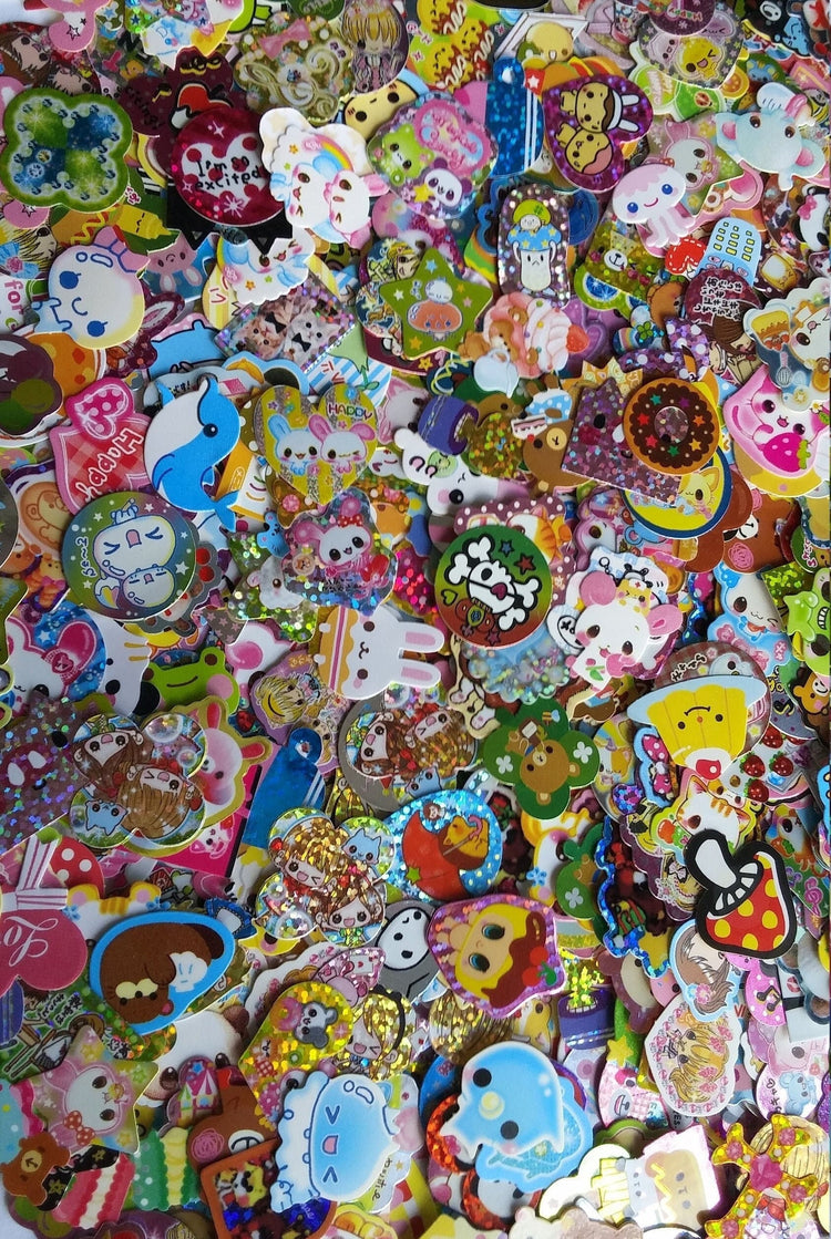 Vintage Kawaii Sticker Flakes Lot 30 Kamio Crux Lemon Co. Q-lia San-x Sack Japan Stationery