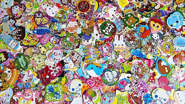 Kawaii Sticker Flakes 40 Lot Sack San-x Kamio Mind Wave Q-lia Crux Vintage Gifts Collectible