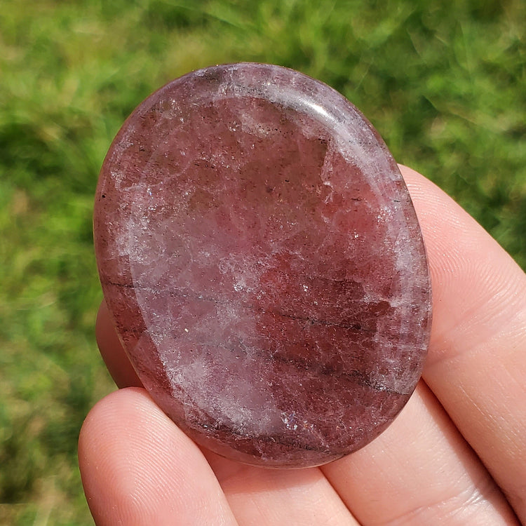 Strawberry Quartz Worry Stone BONUS Info Card Crystals Mineral Stones Natural Metaphysical Gifts