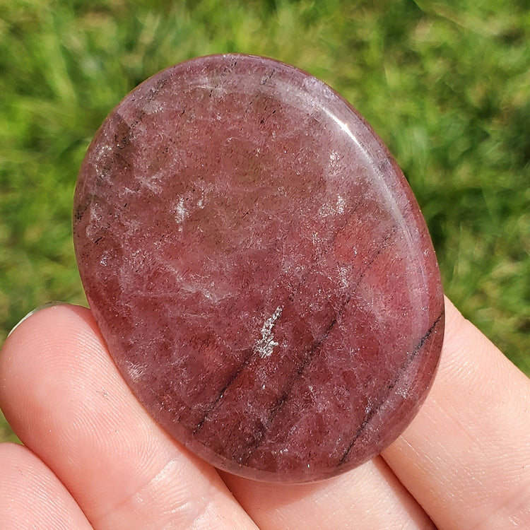 Strawberry Quartz Worry Stone BONUS Info Card Crystals Mineral Stones Natural Metaphysical Gifts