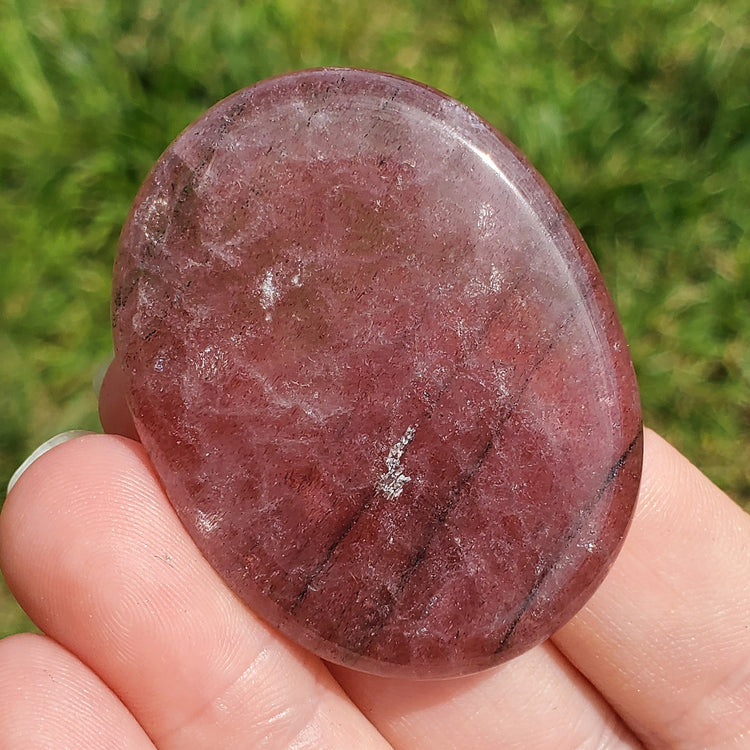 Strawberry Quartz Worry Stone BONUS Info Card Crystals Mineral Stones Natural Metaphysical Gifts