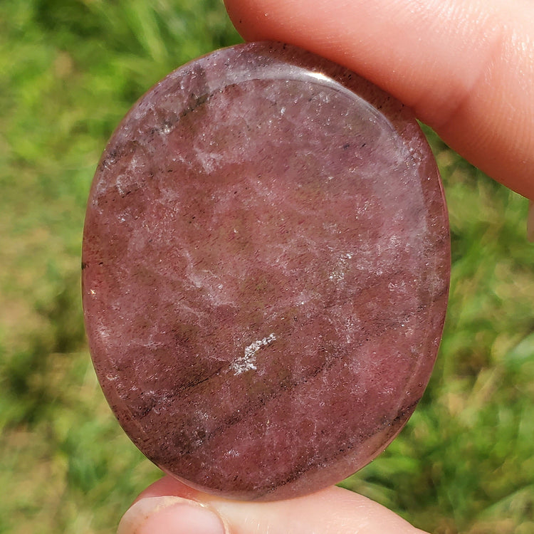Strawberry Quartz Worry Stone BONUS Info Card Crystals Mineral Stones Natural Metaphysical Gifts
