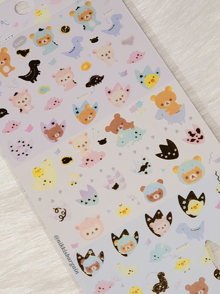 San-x Rilakkuma Dinosaur Stickers Sticker Sheet Kawaii Japan 2020