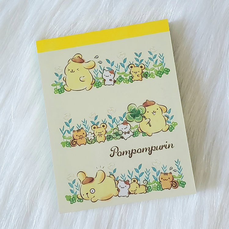 Pompompurin Clover Luck Sanrio Mini Memo Pad Stationery Collectible Gifts