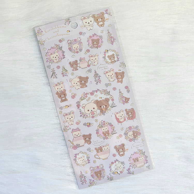 San-x Rilakkuma Chairoikoguma Tea Time Sticker Sheet Stickers Kawaii