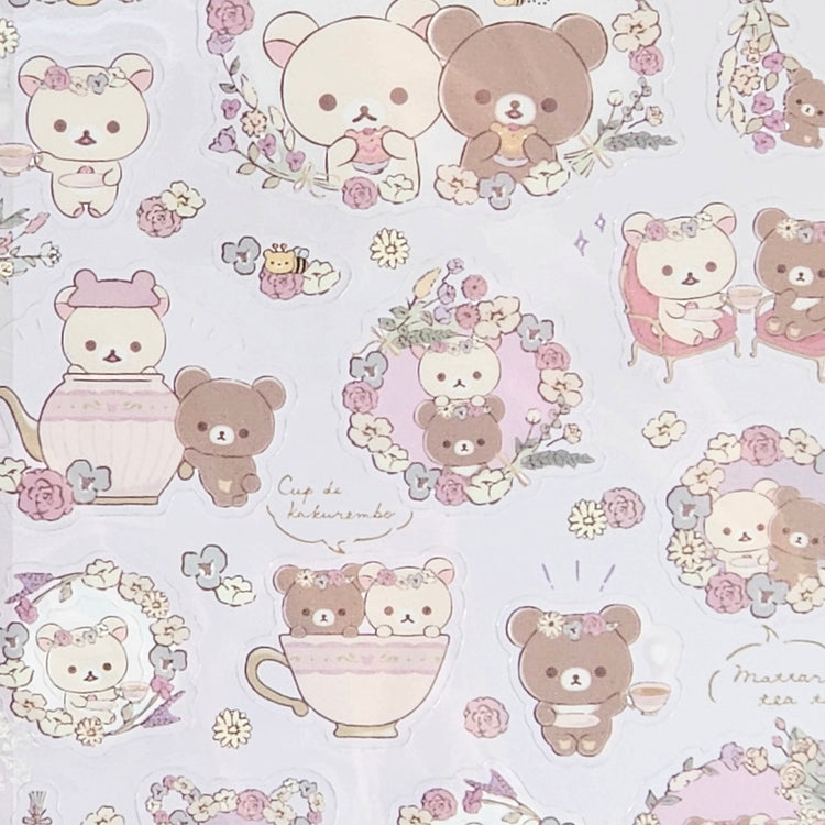 San-x Rilakkuma Chairoikoguma Tea Time Sticker Sheet Stickers Kawaii