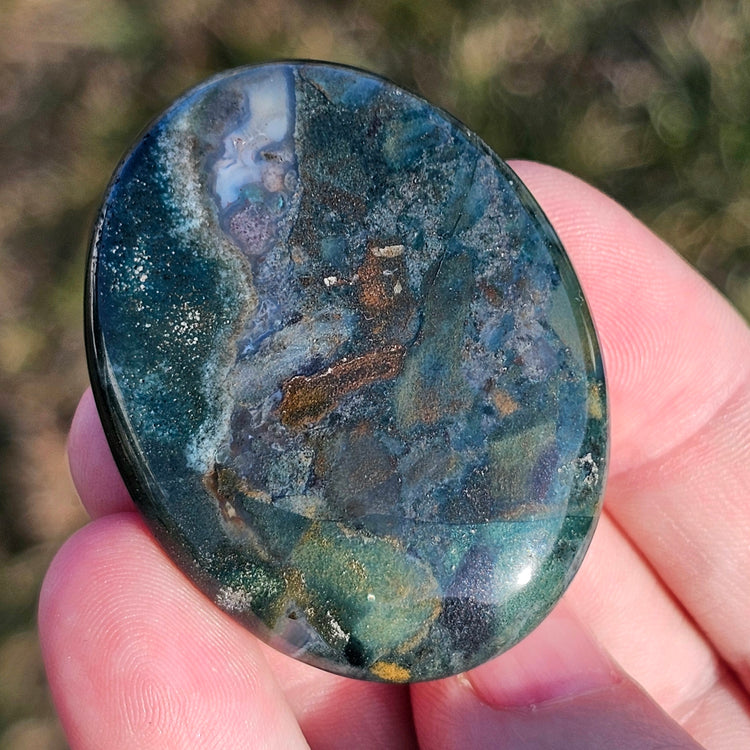 Moss Agate Worry Stone Crystals Mineral Stones Natural BONUS Info Card Gifts