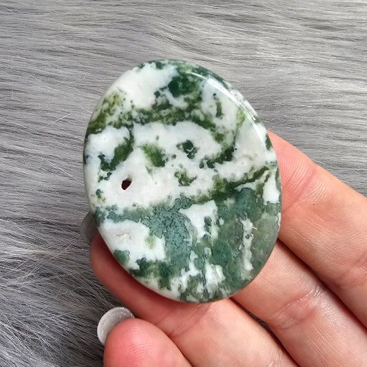 Moss Agate Worry Pocket Stone Crystals BONUS Info Card Gifts