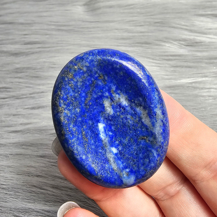 Lapis Lazuli Worry Stone Pyrite Pocket Crystals Mineral BONUS Info Card Gifts