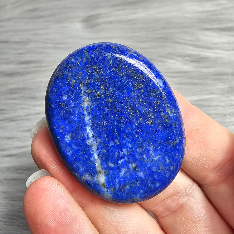 Lapis Lazuli Worry Stone Pyrite Pocket Crystals Mineral BONUS Info Card Gifts