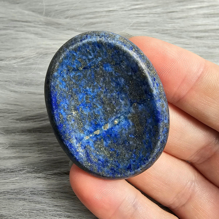 Lapis Lazuli Worry Stone Pyrite Pocket Crystals Mineral BONUS Info Card Gifts