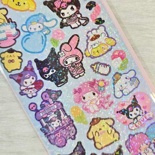 Kawaii Party Holographic Sticker Sheet Stickers
