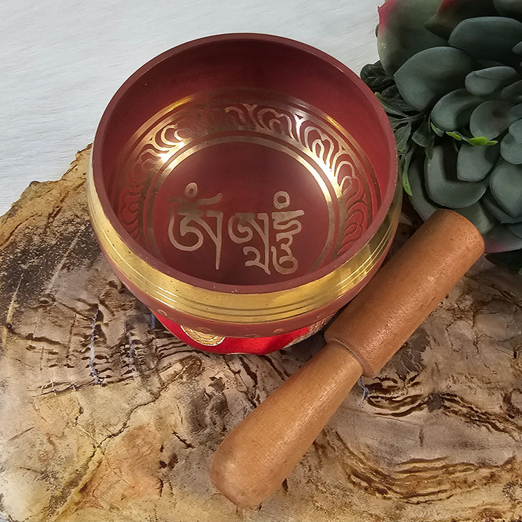Chakra Tibetan Song Bowl Pillow & Striker Red Meditiation Reiki Cleansing Healing Spiritual