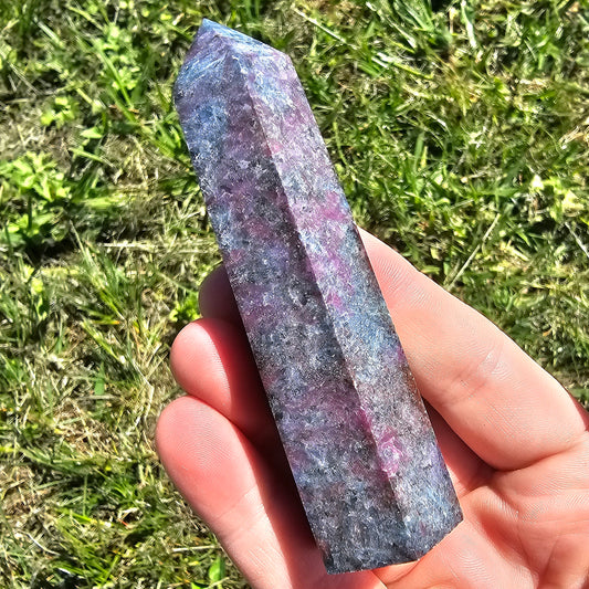 Ruby Kyanite Tower Point BONUS INFO CARD Crystals Minerals Stones UV Glow