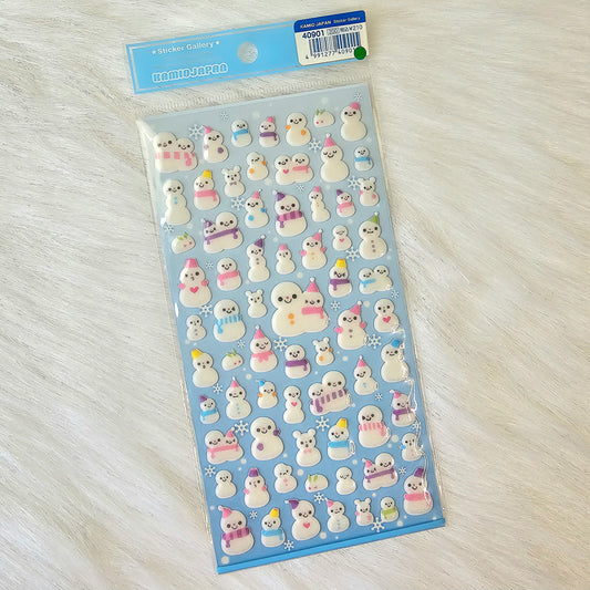 Snowman Kawaii Stickers Sticker Sheet Kamio Japan Collectible Cute Gifts