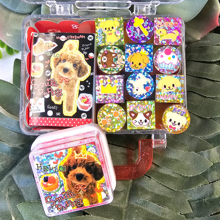 Smile Puppy Kawaii Stamp Set Stampers Japan Retro Collectible Gifts USED