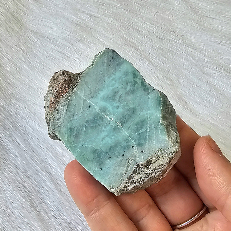 Larimar Slab Pocket Stone BONUS Info Card Crystals Minerals Stones Gifts