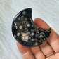 Black Flower Agate Moon Carving Druzy Crystals Minerals Stones Nature