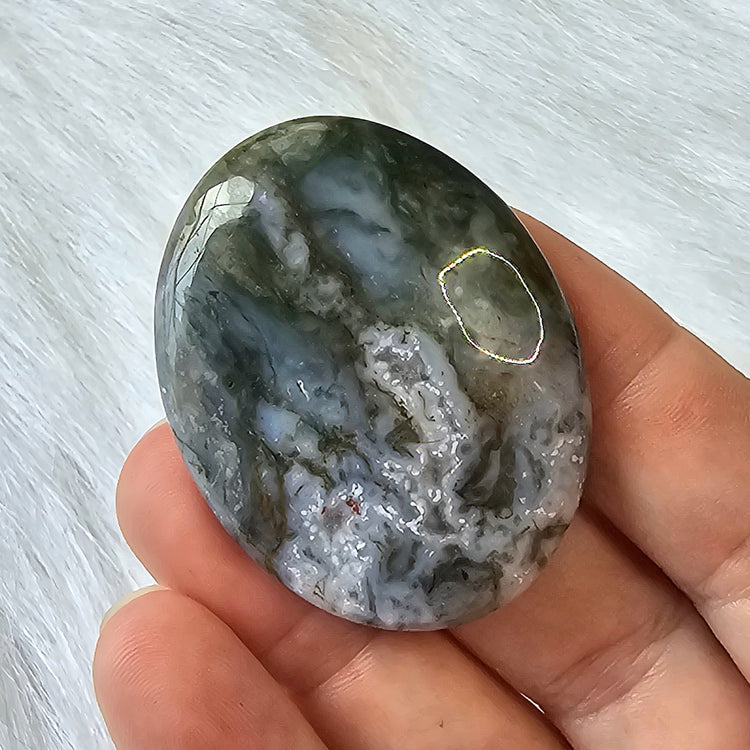 Moss Agate Beautiful Worry Pocket Stone Crystals BONUS Info Card Gifts