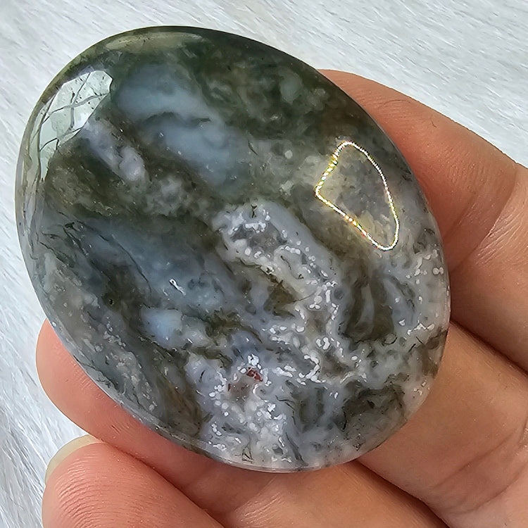 Moss Agate Beautiful Worry Pocket Stone Crystals BONUS Info Card Gifts