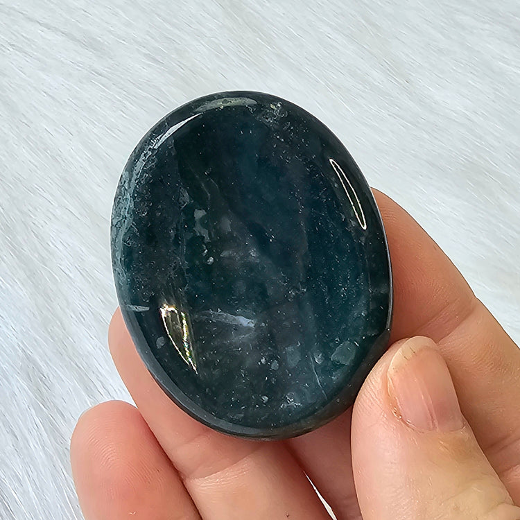 Moss Agate Beautiful Worry Pocket Stone Crystals BONUS Info Card Gifts