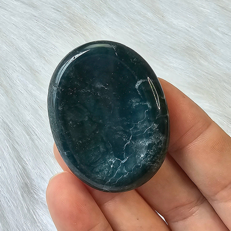 Moss Agate Beautiful Worry Pocket Stone Crystals BONUS Info Card Gifts