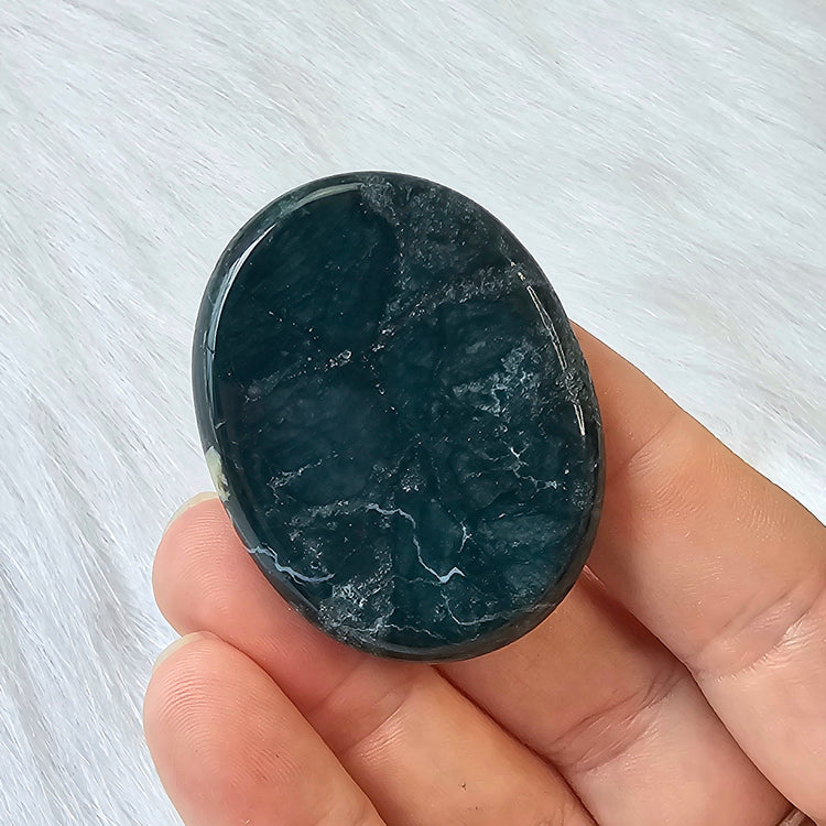 Moss Agate Beautiful Worry Pocket Stone Crystals BONUS Info Card Gifts