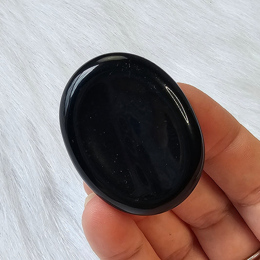 Black Obsidian Worry Pocket Stone BONUS Info Card Crystals Gifts