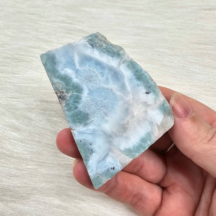 Larimar Slab Pocket Stone BONUS Info Card Crystals Minerals Stones Gifts