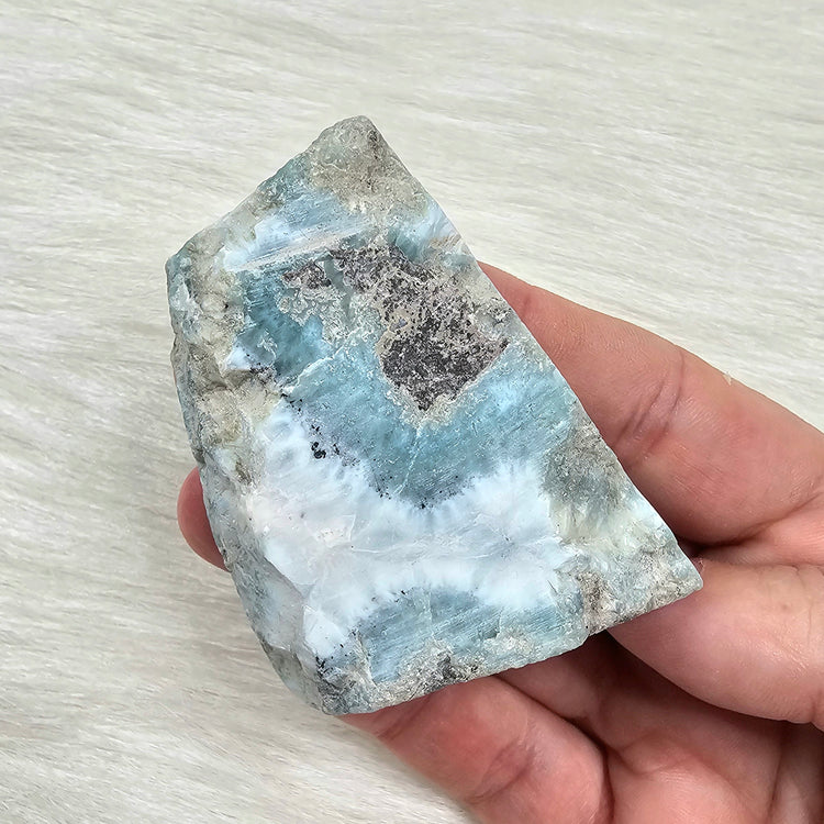 Larimar Slab Pocket Stone BONUS Info Card Crystals Minerals Stones Gifts