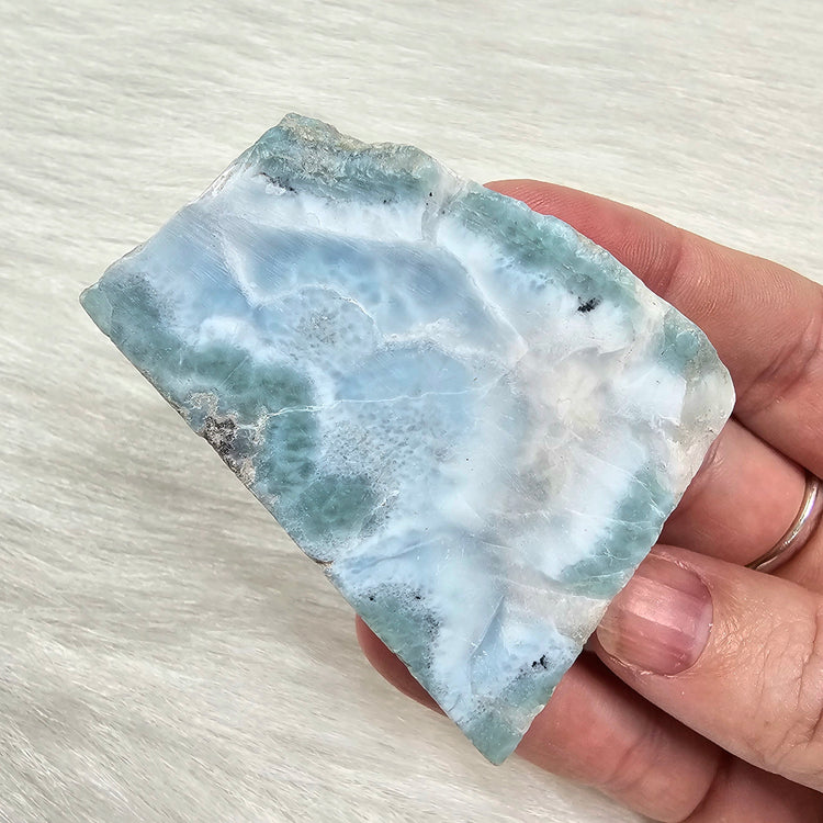 Larimar Slab Pocket Stone BONUS Info Card Crystals Minerals Stones Gifts