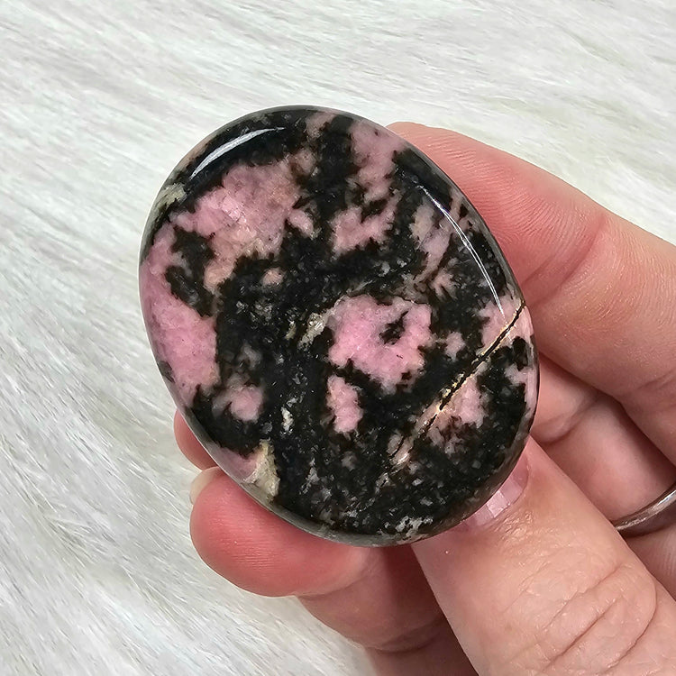 Rhodonite Beautiful Worry Pocket Stone Crystals Mineral BONUS Info Card Gifts