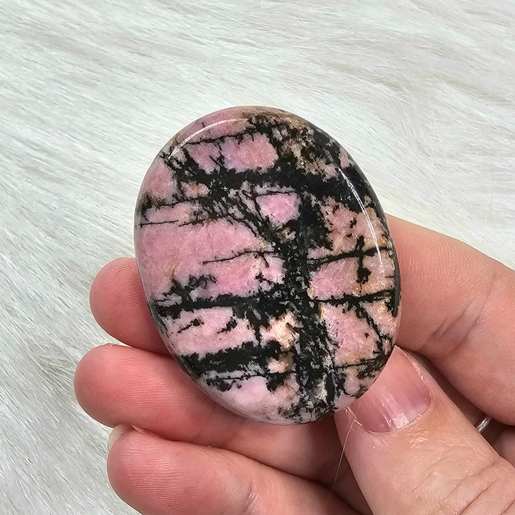 Rhodonite Beautiful Worry Pocket Stone Crystals Mineral BONUS Info Card Gifts