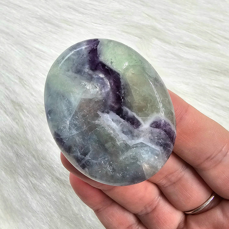 Rainbow Fluorite Worry Pocket Stone Crystals BONUS INFO CARD Gifts